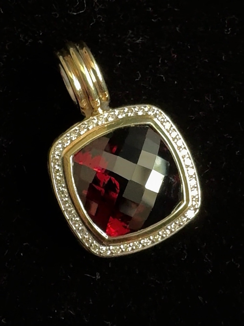 David Yurman Vintage Albion Garnet &Diamond Enhancer 925 -18k Pendant